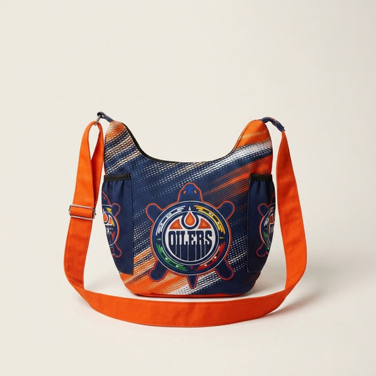 Navy and Orange Oiler Crossbody Bag