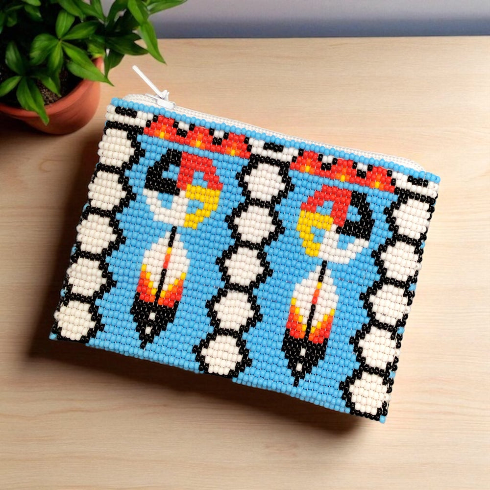 OLDTRIBES Feather with Dreamcatcher Beaded coin purse