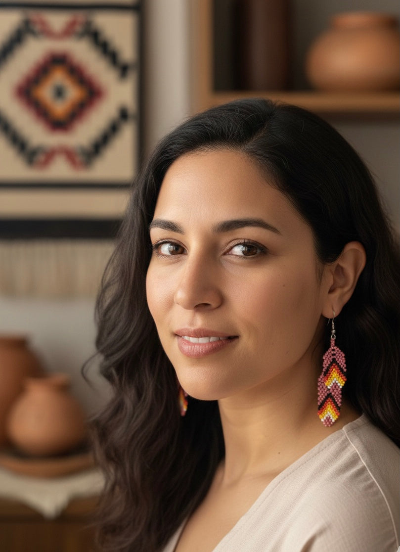 OldTribes Pink Beaded Earrings