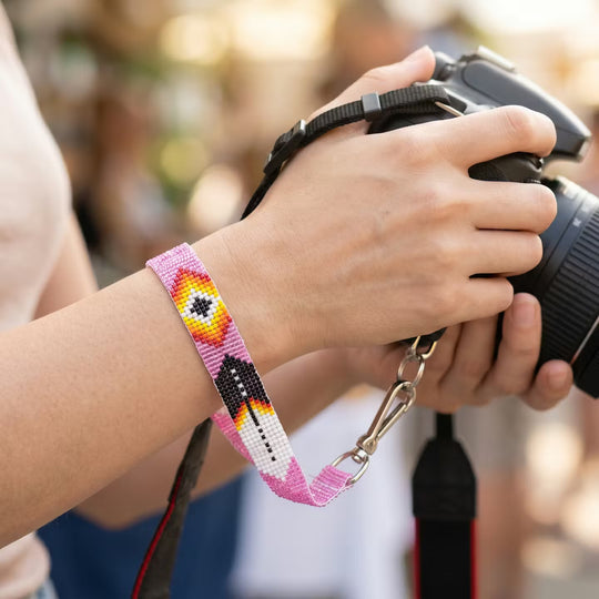 Pink Native American Style Wrist Lanyard
