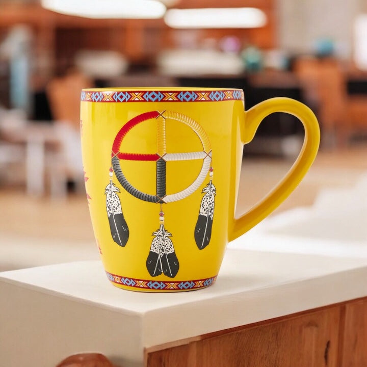 Tasse en céramique jaune Medicine Wheel de 16 oz