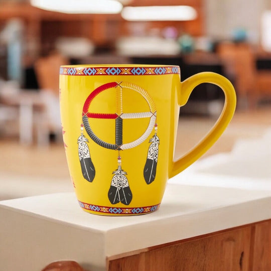 Tasse en céramique jaune Medicine Wheel de 16 oz