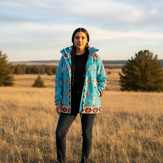 Manteau 3/4 en plumes de dacnis