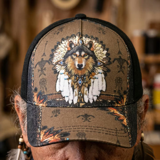 Wolf printed hat