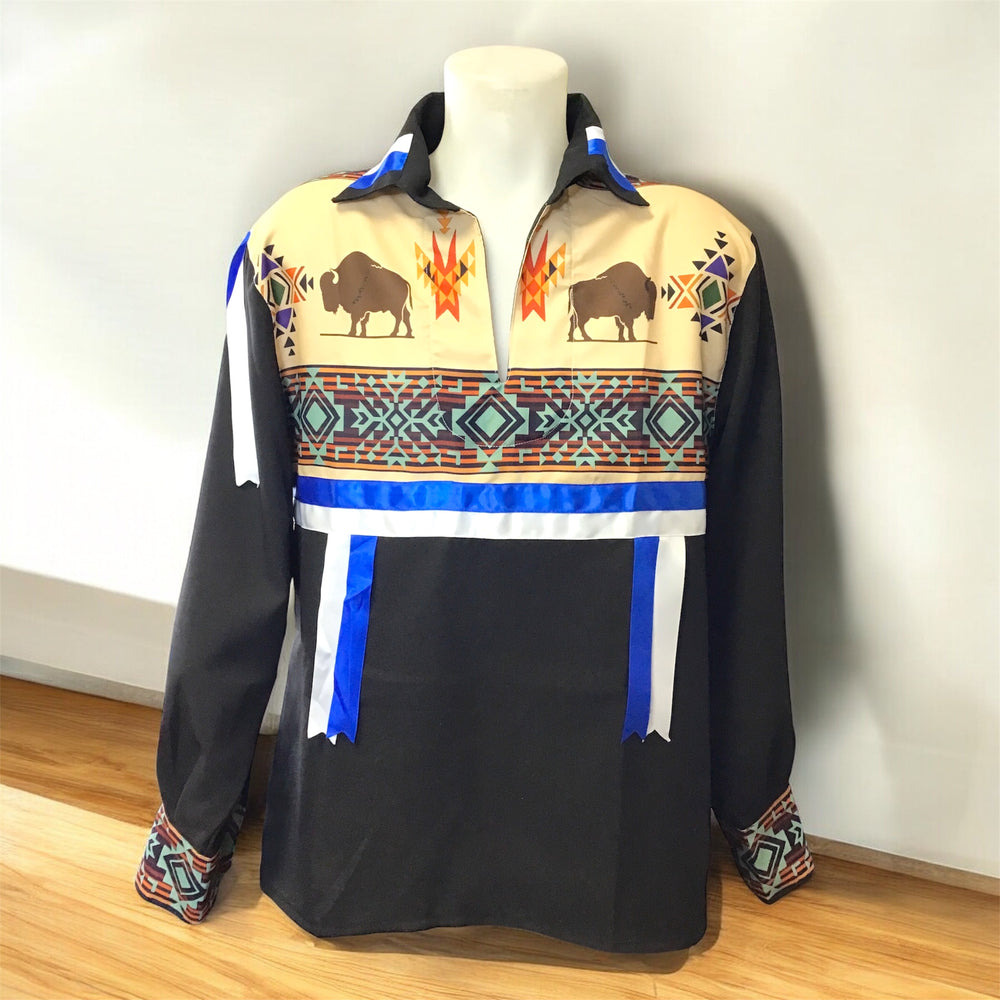 Blue and Beige Ribbon Shirt