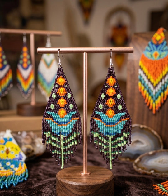 Brown Flame Blossom Drop Earrings