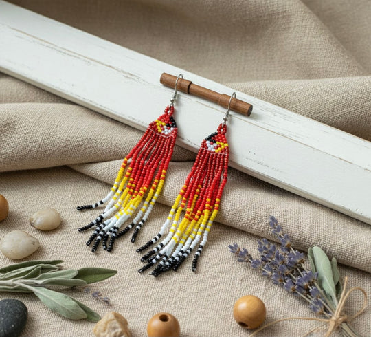 Red Firebird Spirit Beaded Earrings