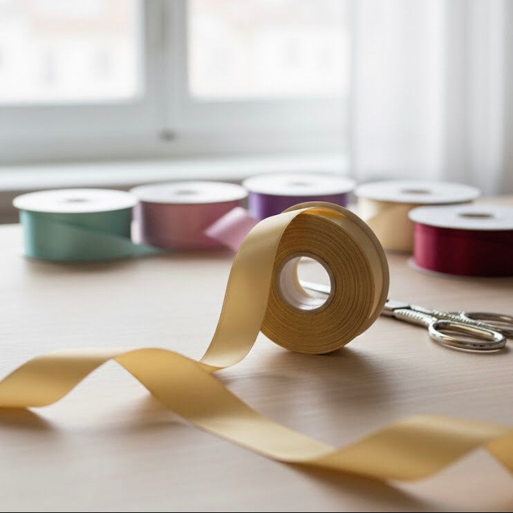 Rouleau de ruban beige double face de 30 mètres