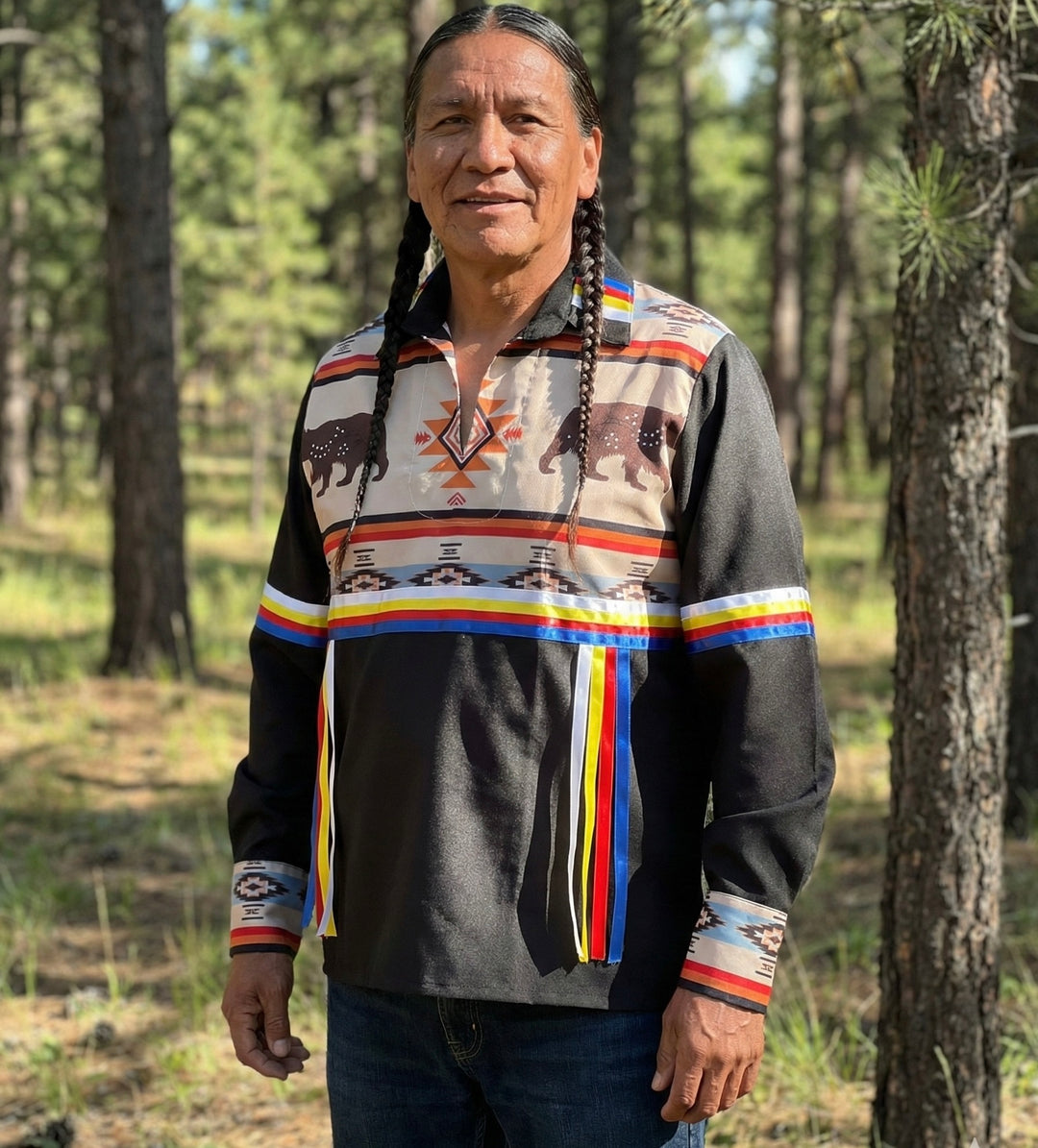 Buffalo and Bear Ribbon Shirt
