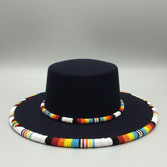 Size-56 Handmade Beaded Hat (DARK BLUE)