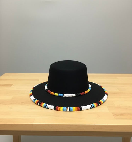 Size-57 Handmade Beaded Hat(Black)