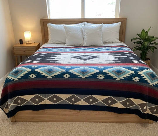 OLD TRIBES™  Star Path  Blanket(Black and Turquoise )