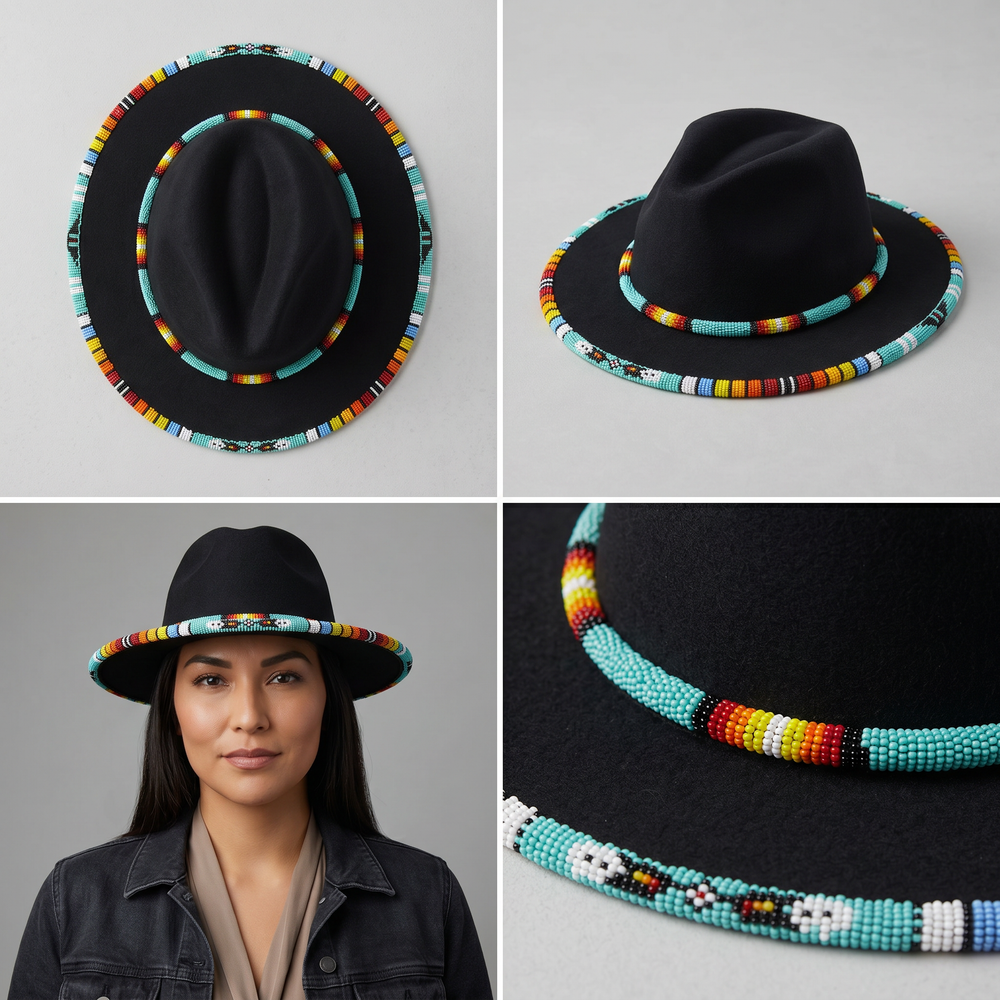 OLDTRIBES Size-62 Handmade Beaded Hat