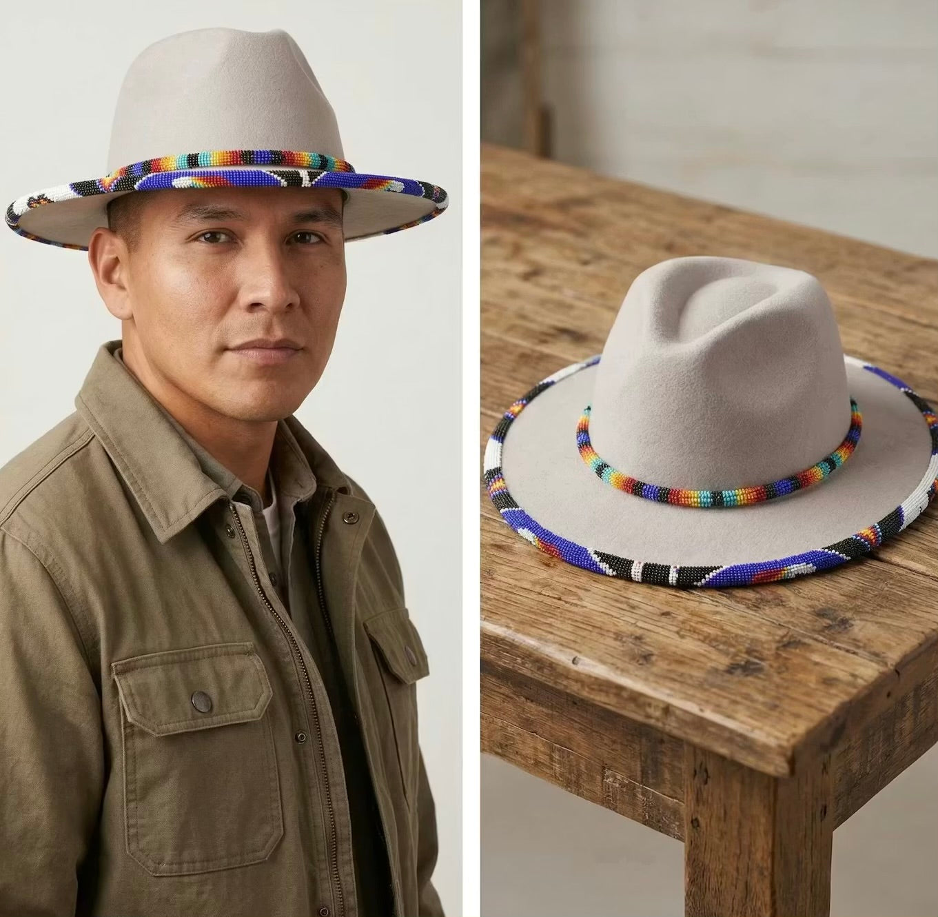 OLDTRIBES Size-60 Handmade Beaded Hat