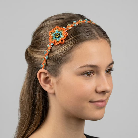 Bandeau perlé avec fleur (8)