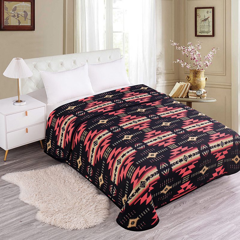 Native Butterfly Polar Fleece Blanket (Black-Red)