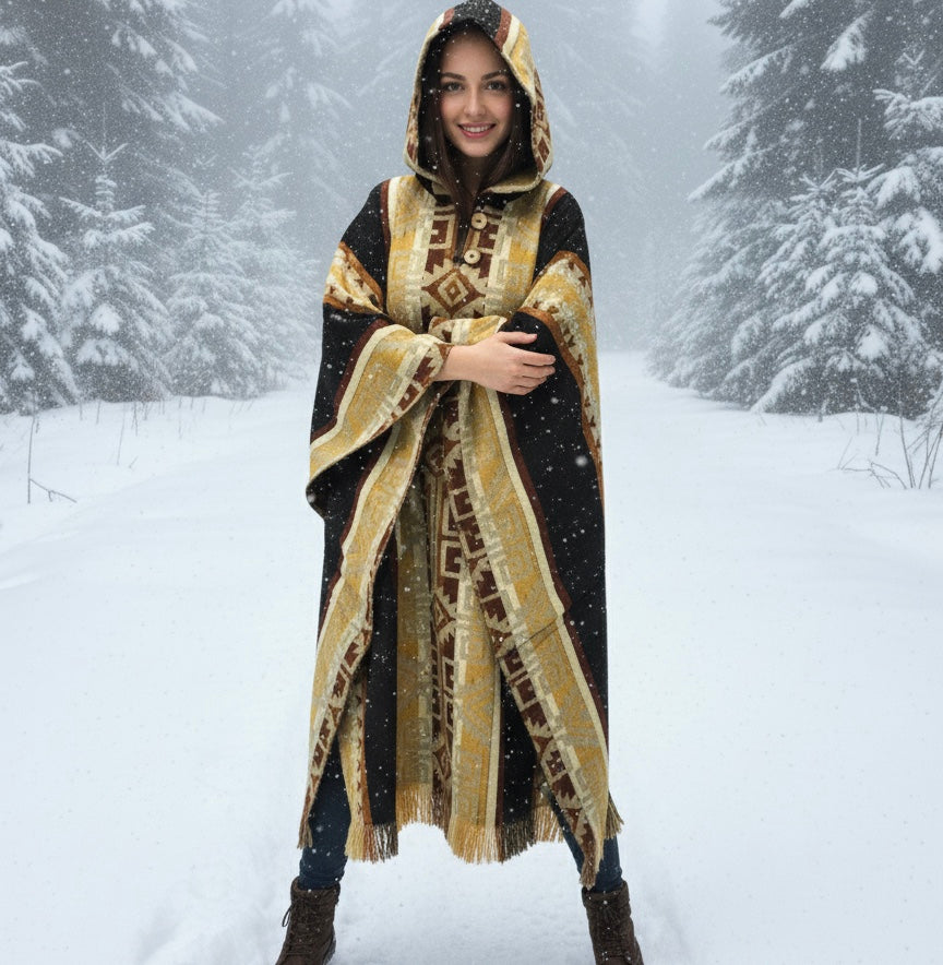 Black Lavender Pure Llama wool Ponchos