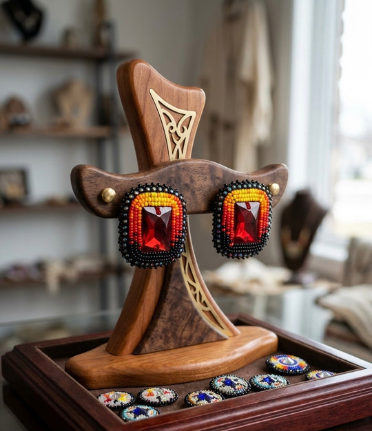 Square Beaded Halo Studs