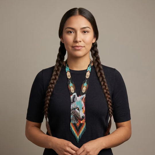 Beaded Medallion Necklace(Wolf)