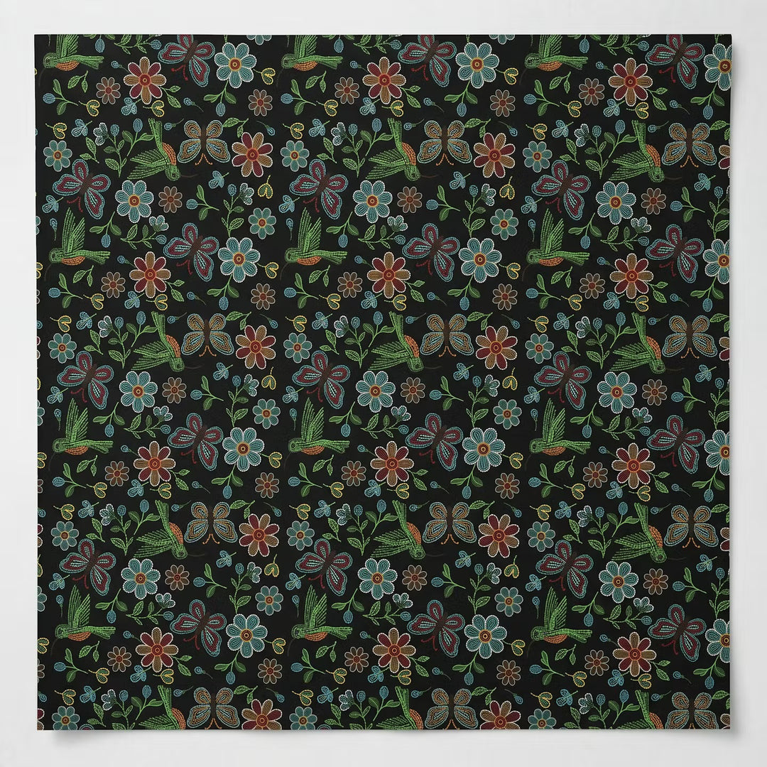 Flower and Hummingbird Fabric