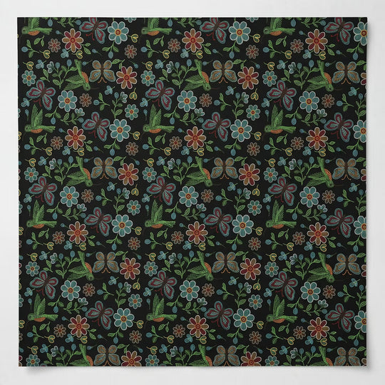 Flower and Hummingbird Fabric