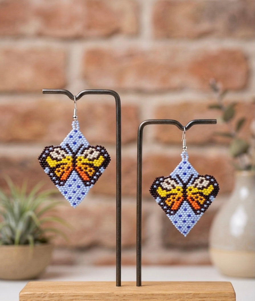 Butterfly Beaded Earrings (Blue)