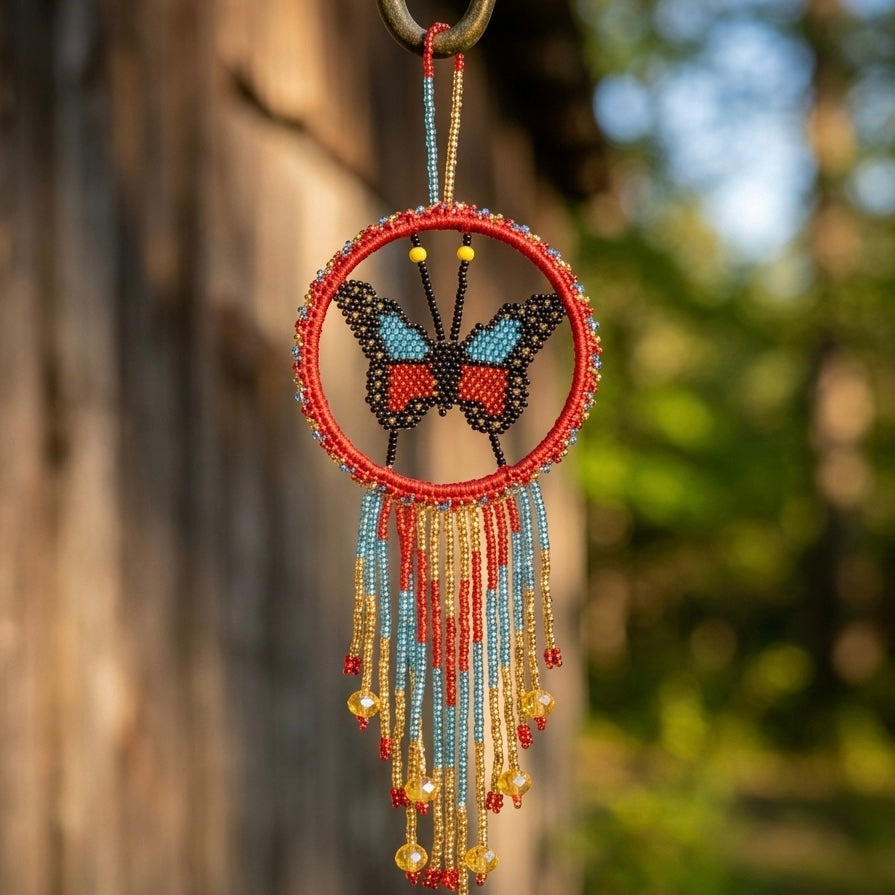 Blue and Red Butterfly Dream Catcher