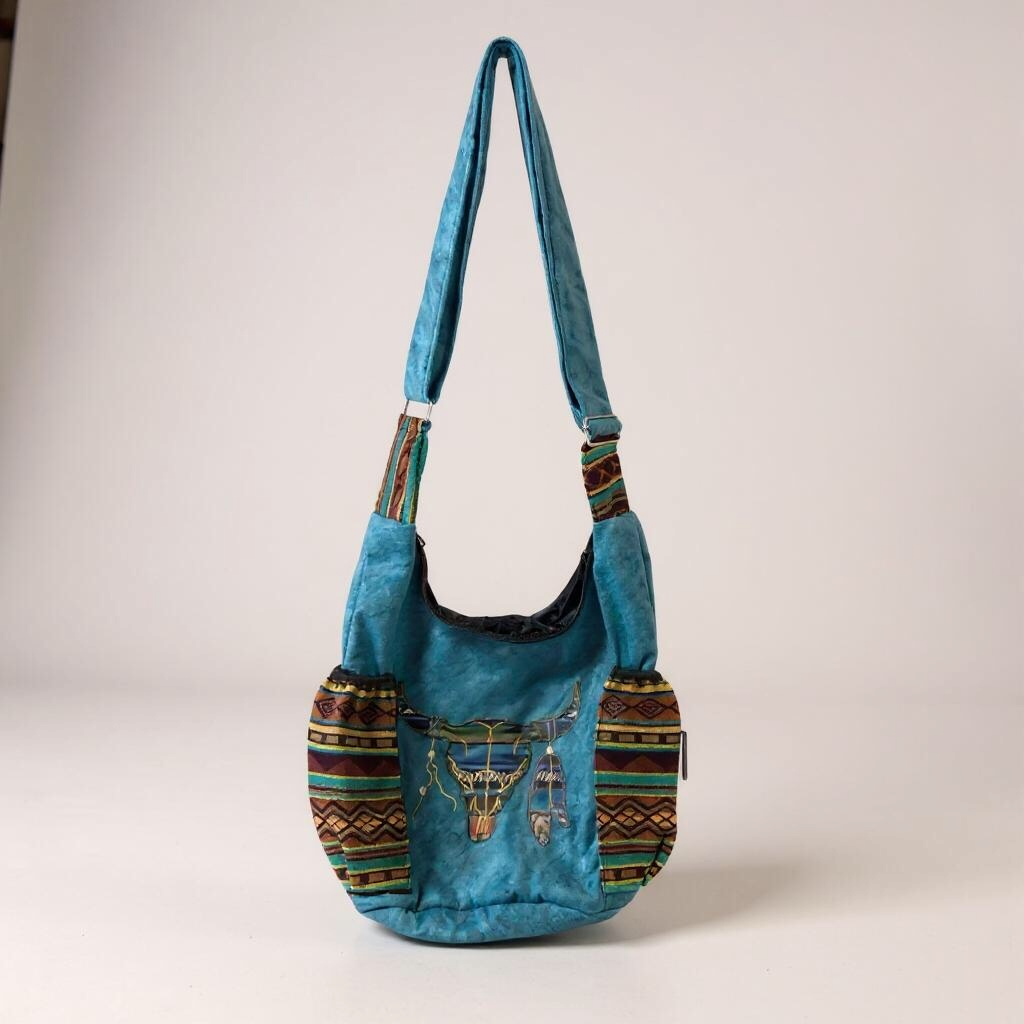 Buffalo  Skull Embroidered Crossbody Bag