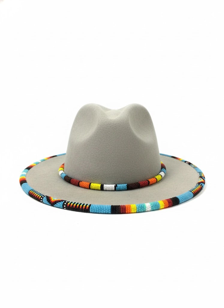 Size-57 Handmade Beaded Hat(Beige)
