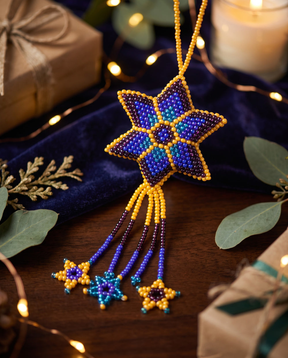 Orange Beaded Glow Star
