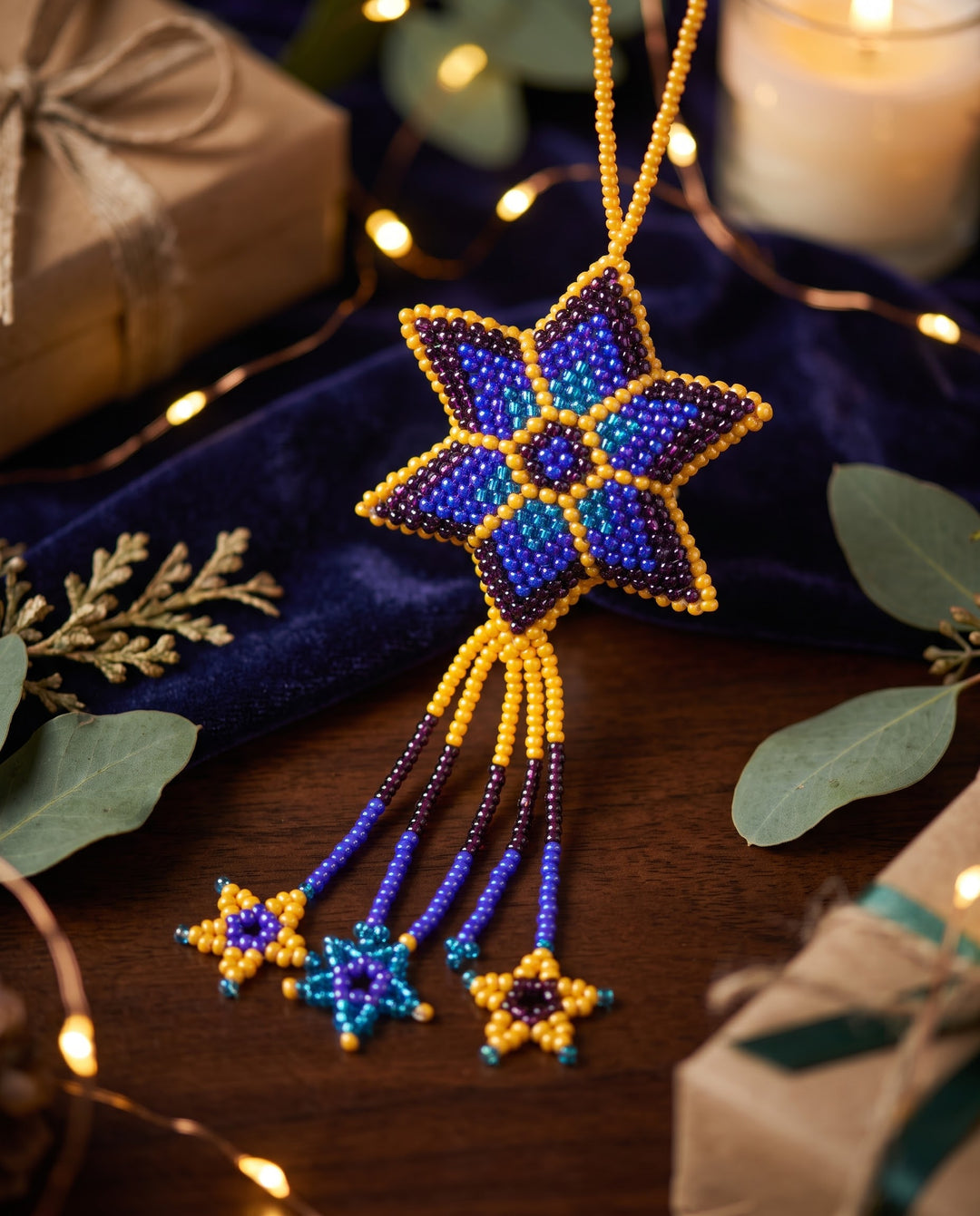 Orange Beaded Glow Star