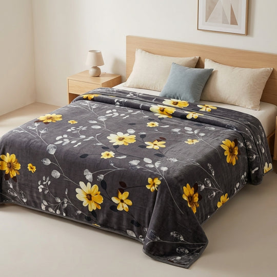 Yellow floral Style Lightweight Queen
Blanket - Cozy &amp; Soft