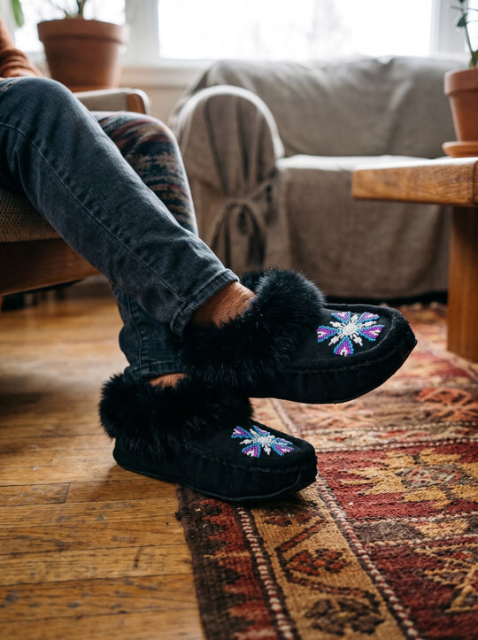 Moccasins with Beadwork (Size 9)