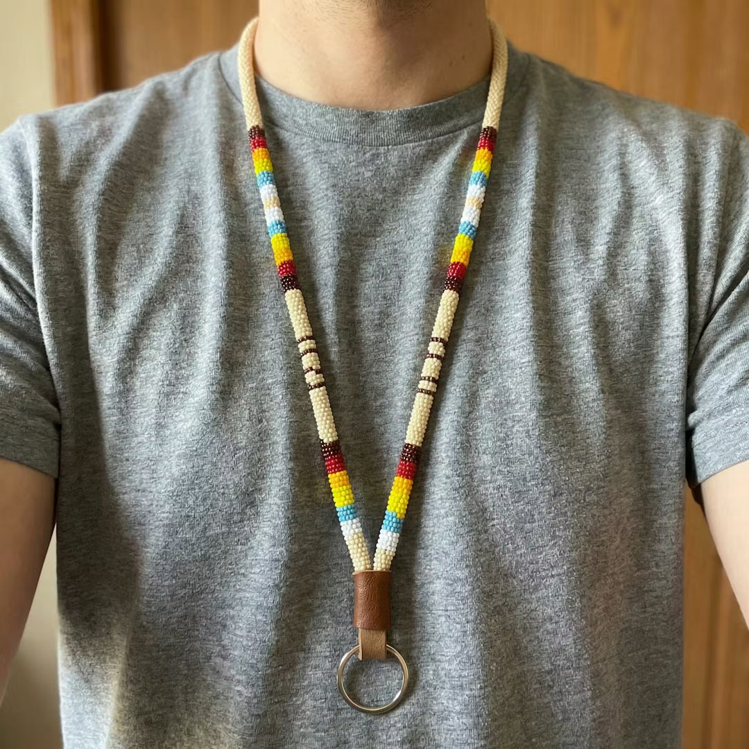 Round Beaded Lanyard(Beige)