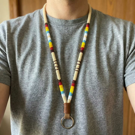 Round Beaded Lanyard(Beige)