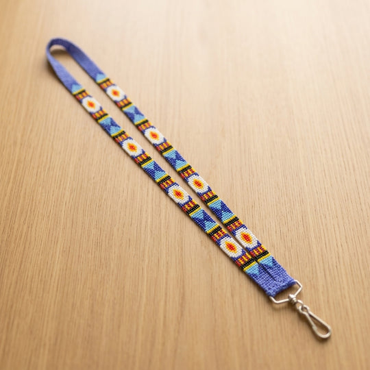 Dark blue Native Beaded Lanyard