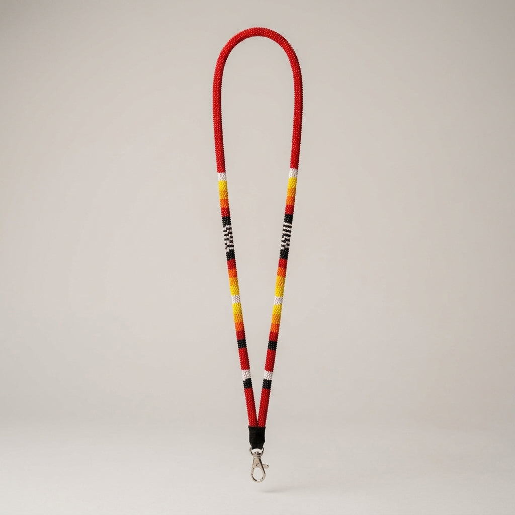 Round Beaded Lanyard(Red)