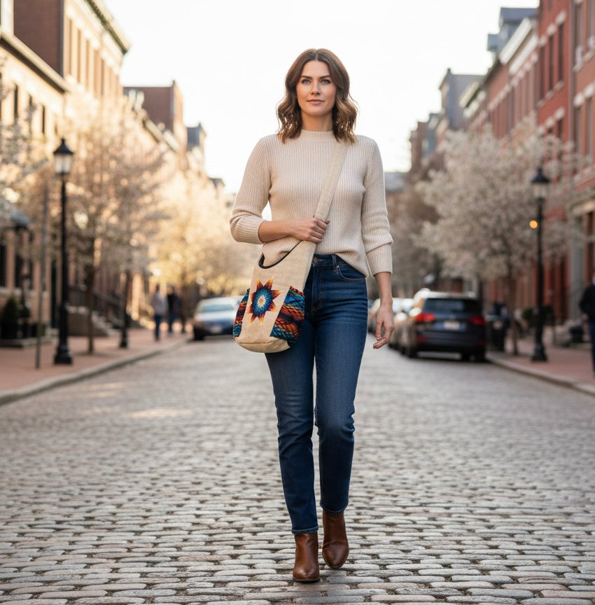 Wisdom Star Embroidered Crossbody Bag