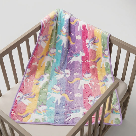 Rainbow Striped Unicorn baby blankets