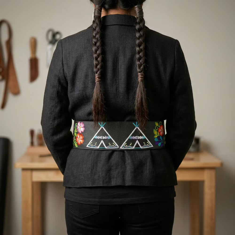 Heritage Leather Regalia  Belt (TEEPEE)