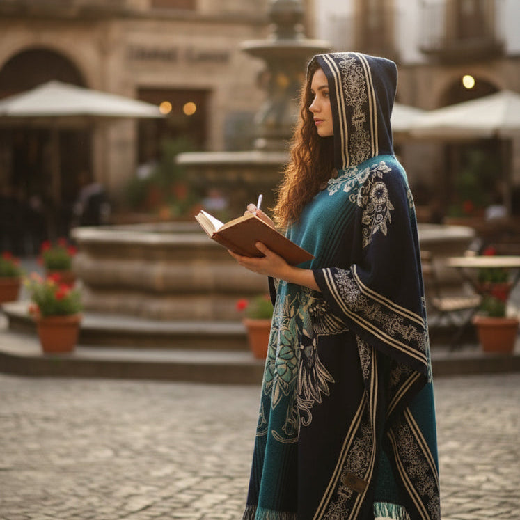 Hummingbirds HandMade Wool Poncho