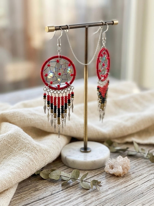 Red/burgundy/ Gold Dreamcatcher Dangles