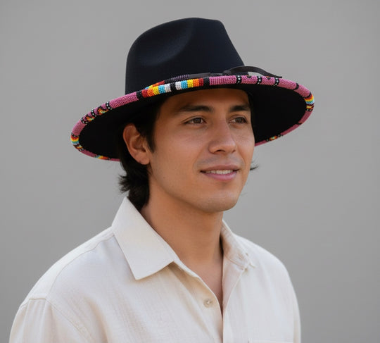 Size- 56 Handmade Beaded Hat(Black)