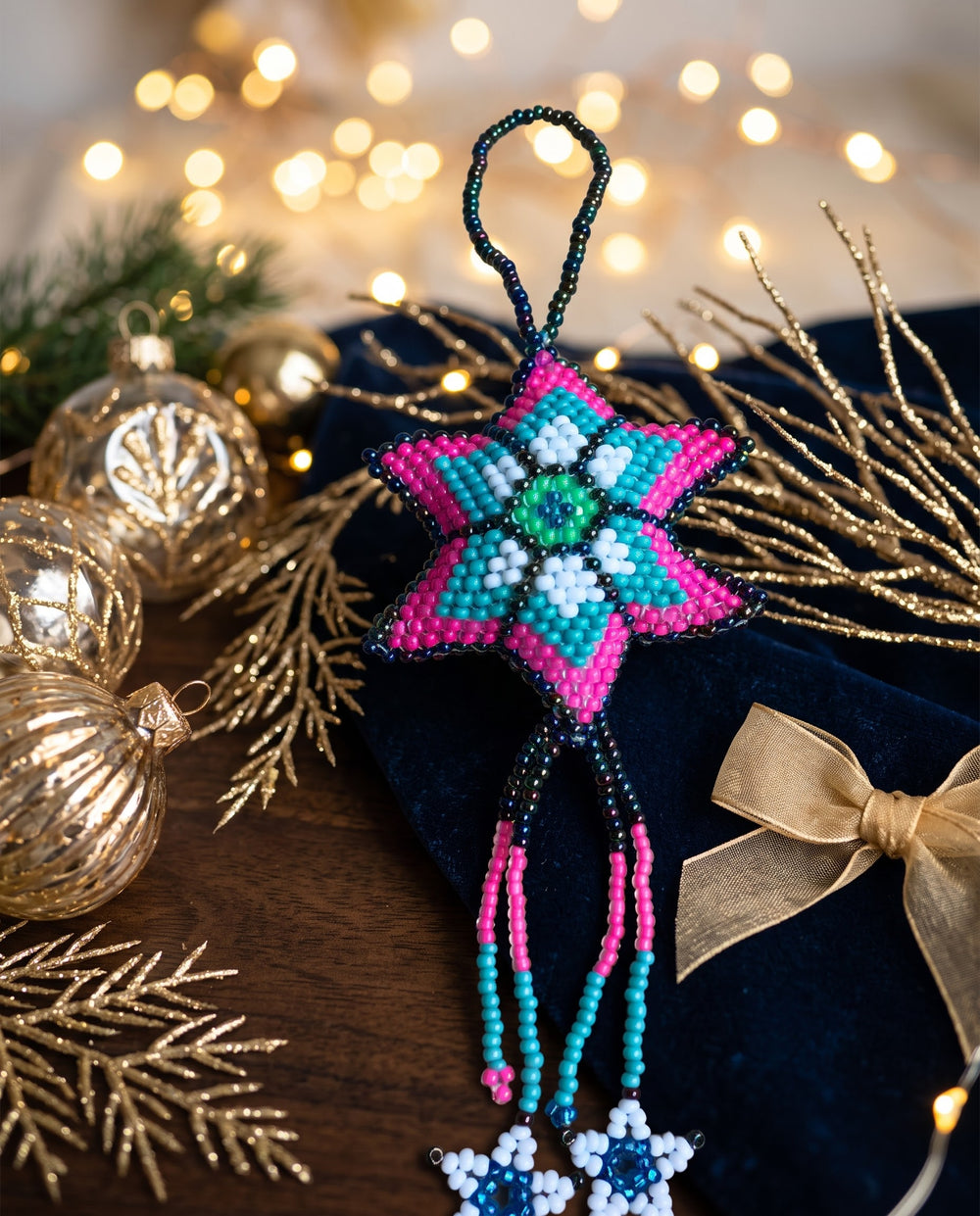 Pink Beaded Moonlit Frost Star