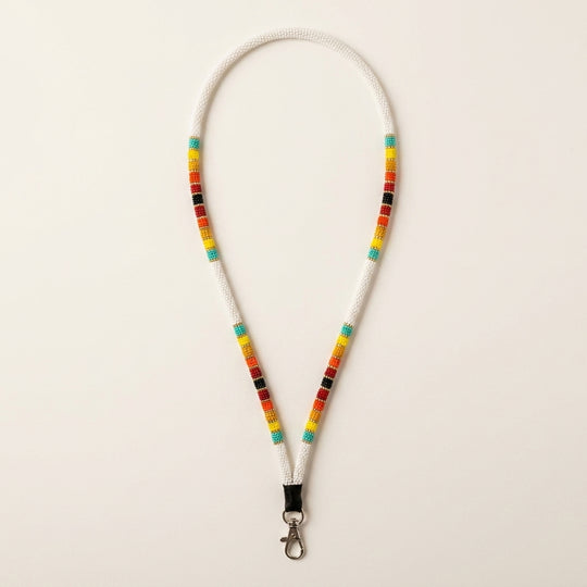 Round Beaded Lanyard(White)