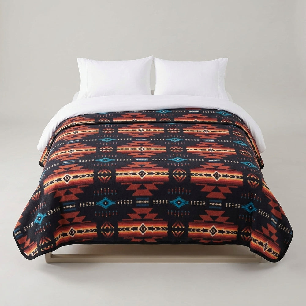 Native Butterfly Polar Fleece Blanket (Black-Red)
