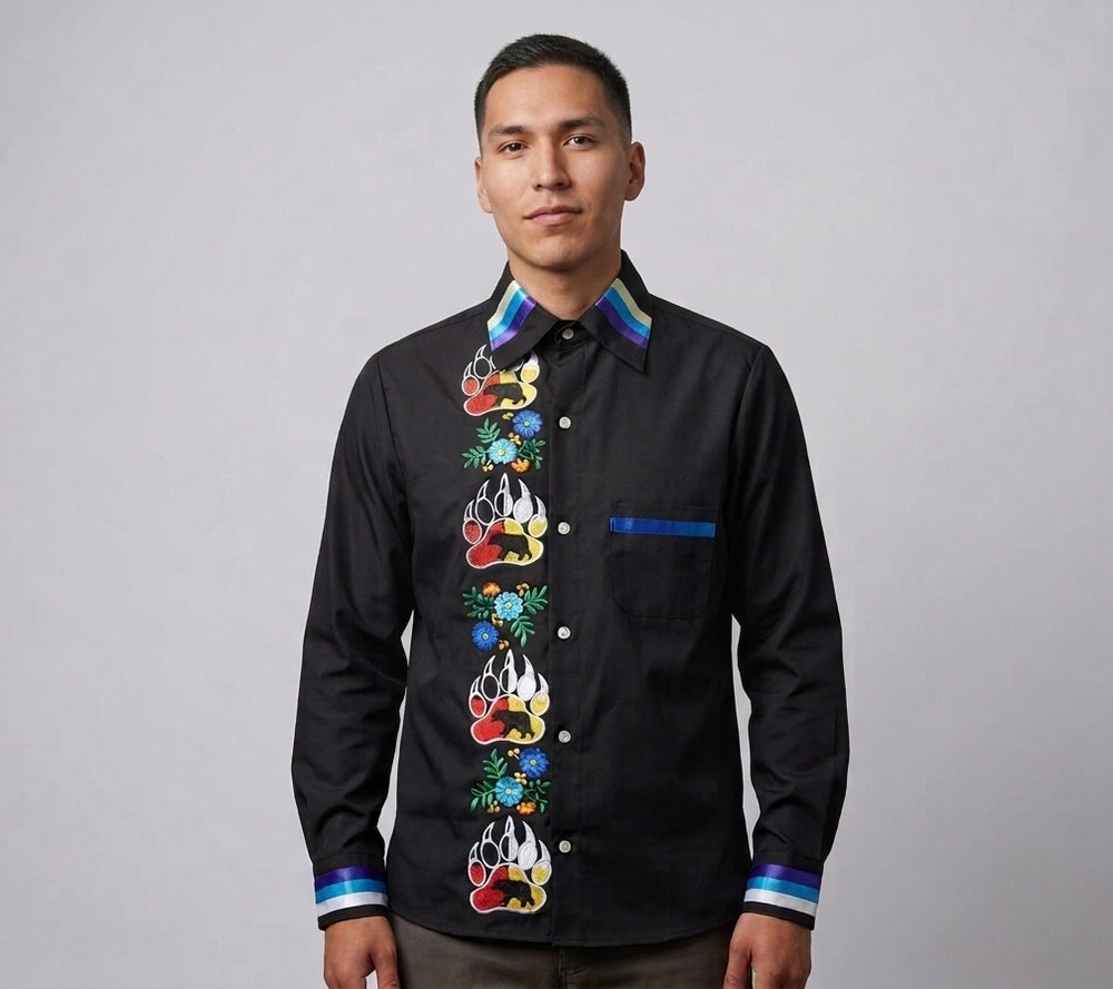 Embroidered Ribbon Shirt (Bear Paw)