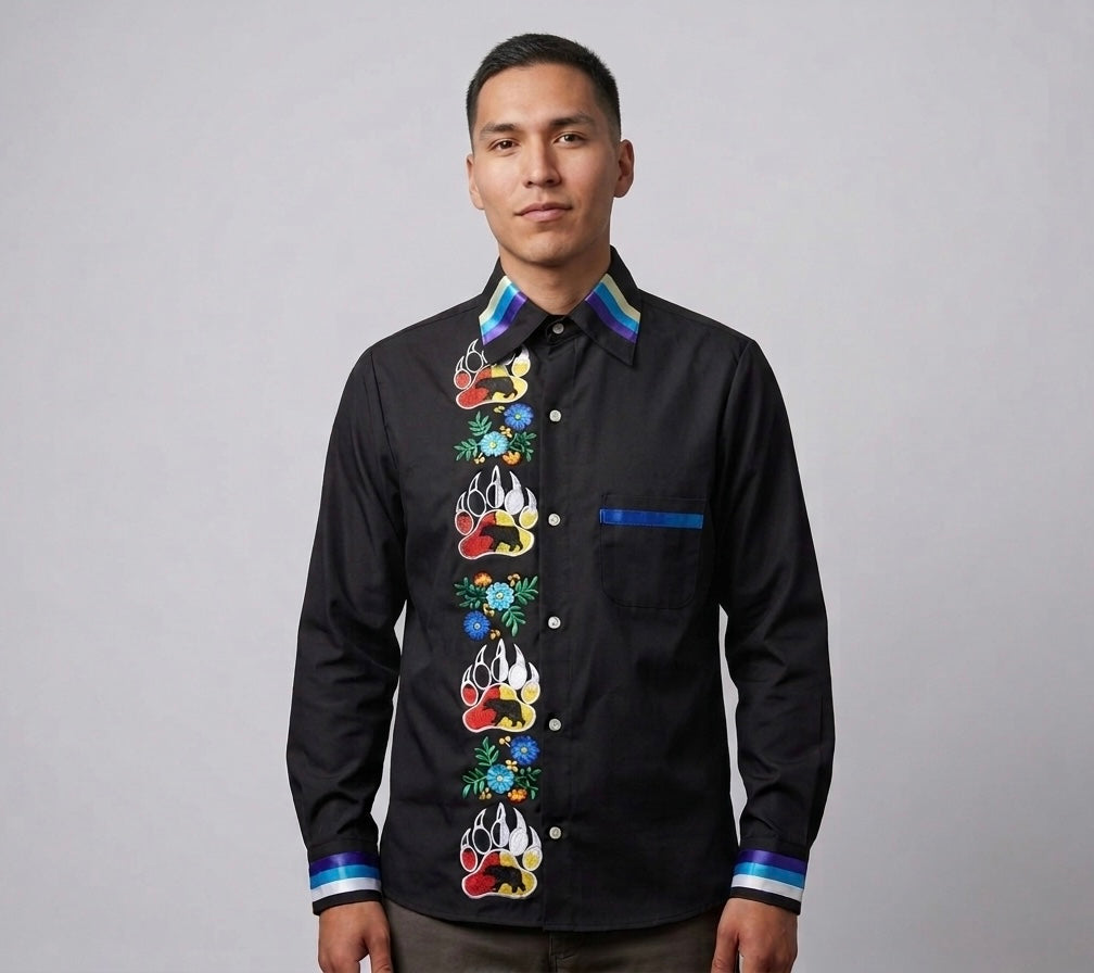 Embroidered Ribbon Shirt (Bear Paw)
