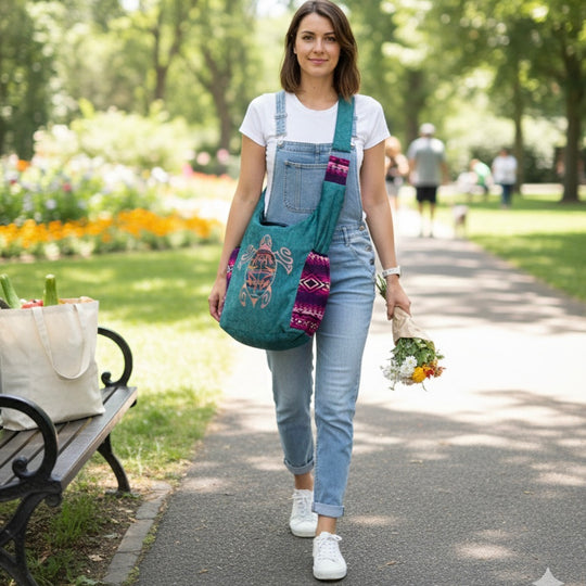 Turtle Embroidered Crossbody Bag