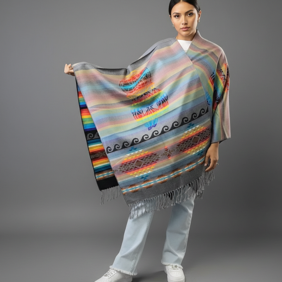 Hand woven Grey Reversible shawl